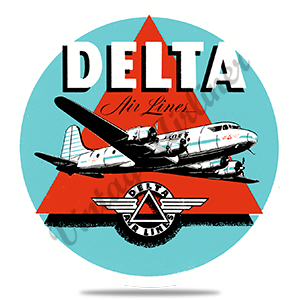 Delta Air Lines Vintage 1950's Light Blue Round Coaster