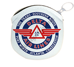 Delta Air Lines Vintage Trans-Southern Route Bag Sticker Round Coin Purse