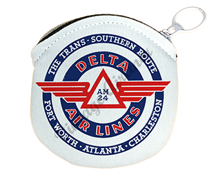 Delta Air Lines Vintage Trans-Southern Route Bag Sticker Round Coin Purse
