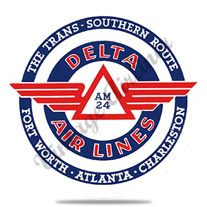 Delta Air Lines Vintage Trans-Southern Route Blue Round Coaster