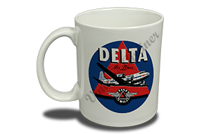 Delta Air Lines Vintage 1950's Dark Blue Bag Sticker  Coffee Mug
