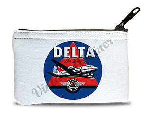 Delta Air Lines Vintage 1950's Dark Blue Bag Sticker Rectangular Coin Purse