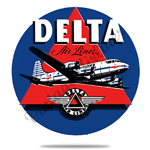 Delta Air Lines Blue Vintage Bag Sticker Round Coaster