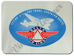 Delta Air Lines 1930's Vintage Bag Sticker Glass Cutting Board