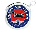Delta Air Lines Vintage 1940's Bag Sticker Round Coin Purse