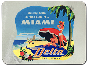 Delta Air Lines Miami Bag Sticker Glass Cutting Board