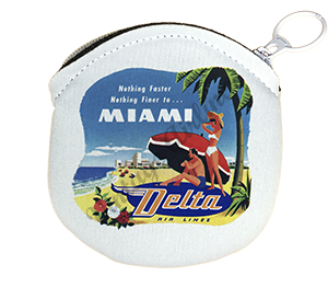 Delta Air Lines Miami Bag Sticker Round Coin Purse