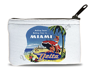 Delta Air Lines Vintage Miami Bag Sticker Rectangular Coin Purse