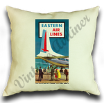 Eastern Air Lines Vintage Timetable Linen Pillow Case Cover