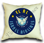 El Al Airlines 1950's Vintage Bag Sticker Linen Pillow Case Cover