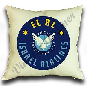 El Al Airlines 1950's Vintage Bag Sticker Linen Pillow Case Cover