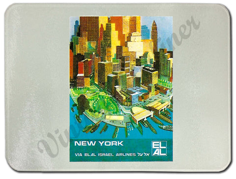 Elal Israel Airlines - New York - Glass Cutting Board