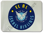 El Al Airlines Vintage 1950's Bag Sticker Glass Cutting Board
