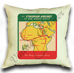 Ethiopian Airlines Vintage Bag Sticker Linen Pillow Case Cover