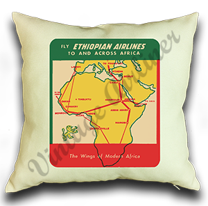 Ethiopian Airlines Vintage Bag Sticker Linen Pillow Case Cover