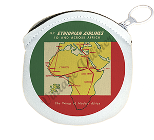 Ethiopian Airlines Vintage Bag Sticker Round Coin Purse