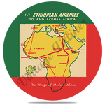 Ethiopian Airlines Vintage Bag Sticker Round Coaster