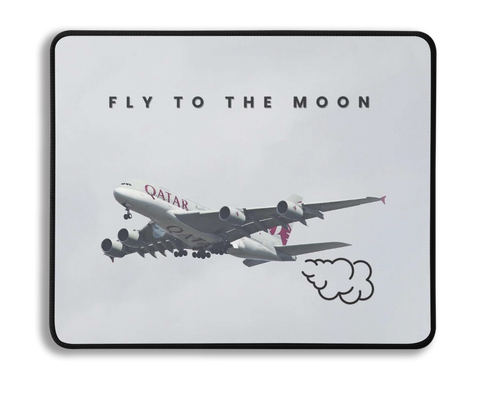 Qatar Fly Me To The Moon Plane Mousepad