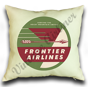 Frontier Airlines 1950's Bag Sticker Linen Pillow Case Cover