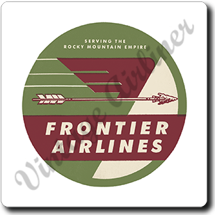 Frontier Airlines 1950's Vintage Square Coaster