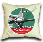 Garuda Indonesian Airlines 1950's Vintage Bag Sticker Linen Pillow Case Cover