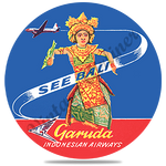 Garuda Indonesia Airlines Bali Vintage Cover Round Coaster