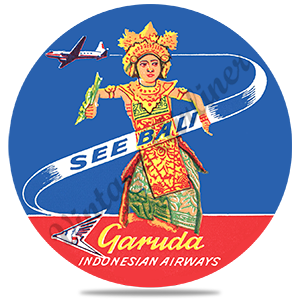 Garuda Indonesia Airlines Bali Vintage Cover Round Coaster