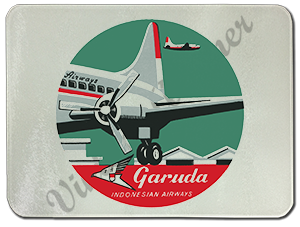 Garuda Indonesian Airlines Vintage 1950's Bag Sticker Glass Cutting Board
