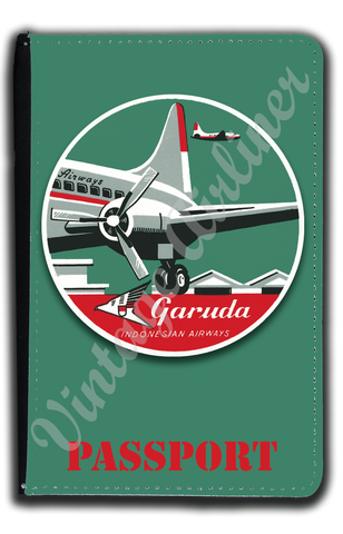 Garuda Indonesian Airlines 1950's Bag Sticker Passport Case