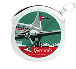 Garuda Indonesian Airlines 1950's Vintage Bag Sticker Round Coin Purse