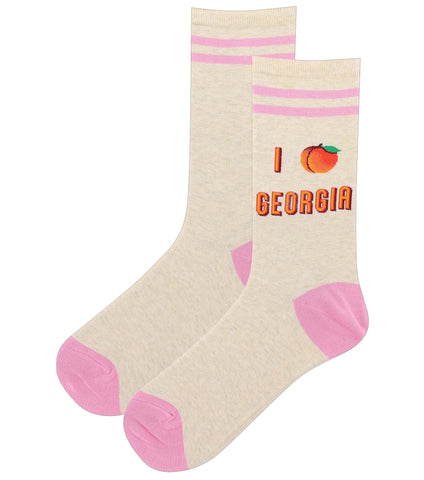 I Peach Georgia Women's Travel Themed Crew Socks