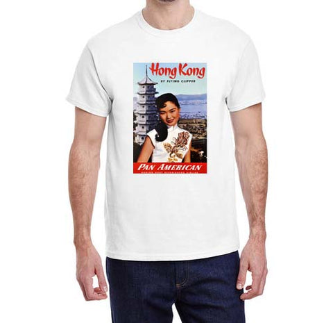 Vintage Pan Am Hong Kong Travel Poster T-shirt