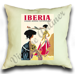 Iberia Airlines 1950's Matador Bag Sticker Linen Pillow Case Cover