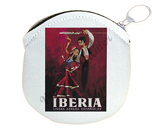 Iberia Airlines 1950's Fandango Dancers Bag Sticker Round Coin Purse
