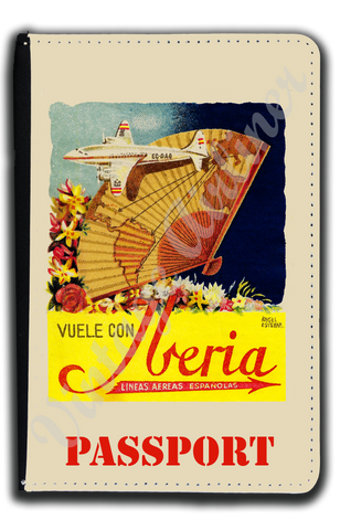 Iberia Airlines 1940's DC-4 South America Bag Sticker Passport Case
