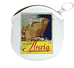 Iberia Airlines 1940's DC-4 South America Bag Sticker Round Coin Purse