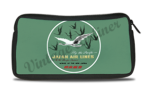 Japan Airlines 1960's Vintage Bag Sticker Travel Pouch