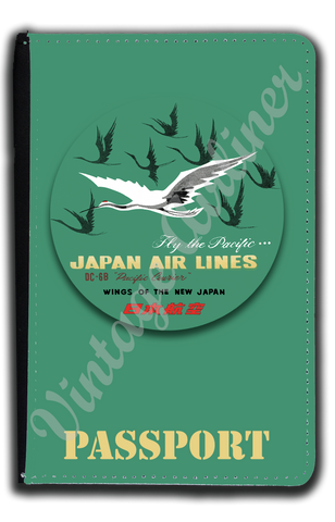Japan Airlines 1960's Vintage Bag Sticker Passport Case