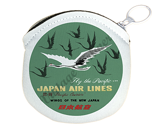 Japan Airlines 1960's Vintage Bag Sticker Round Coin Purse