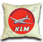 KLM Vintage Bag Sticker Linen Pillow Case Cover