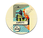 KLM  Vintage Europe Round Mousepad