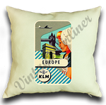 KLM  Vintage Europe Linen Pillow Case Cover