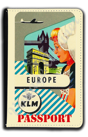 KLM Vintage Europe Bag Sticker Passport Case