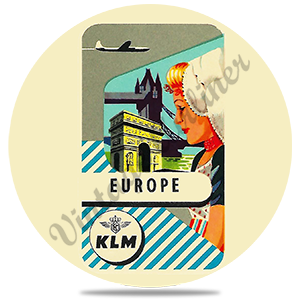 KLM  Vintage Europe Round Coaster