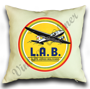 Lloyd Aero Boliviano 1950’s Vintage Bag Sticker Linen Pillow Case Cover