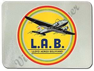 L.A.B. Lloyd Aereo Boliviano Vintage Bag Sticker Glass Cutting Board