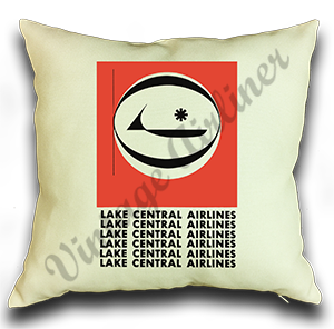 Lake Central Airlines Vintage Bag Sticker Linen Pillow Case Cover