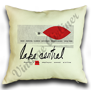 Lake Central Airlines 1960's Bag Sticker Linen Pillow Case Cover