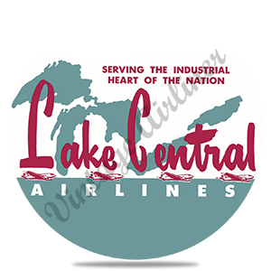 Lake Central Airlines Vintage Bag Sticker Round Coaster