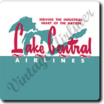 Lake Central Airlines Vintage Bag Sticker Square Coaster